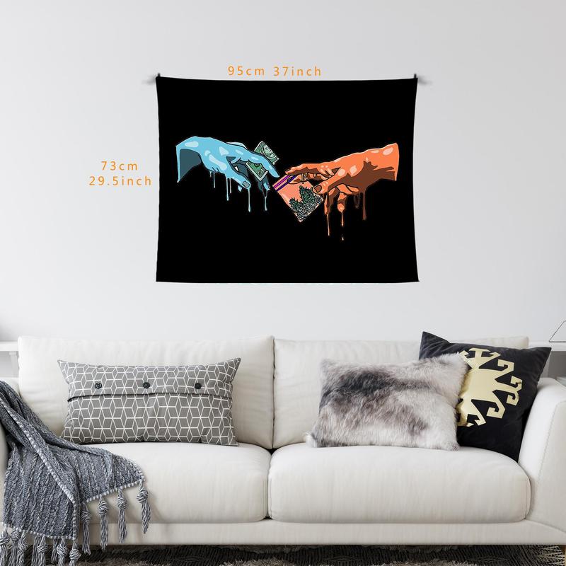 Product Introduction of Hand Print Tapestry, 1 Count Wall Hanging Blanket, Wall Art Decor for Home Living Room Bedroom Dormitory, Home Decor, Bedroom Accessories 2