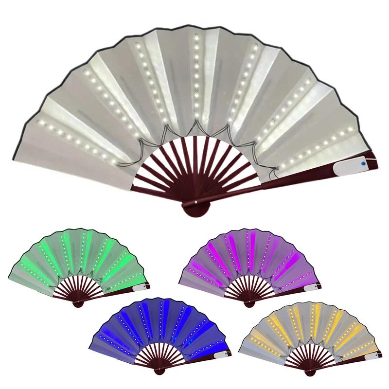 Tuwrea 2 Pcs LED Lighted Dance Fans Foldable Handheld Rave Fans ...
