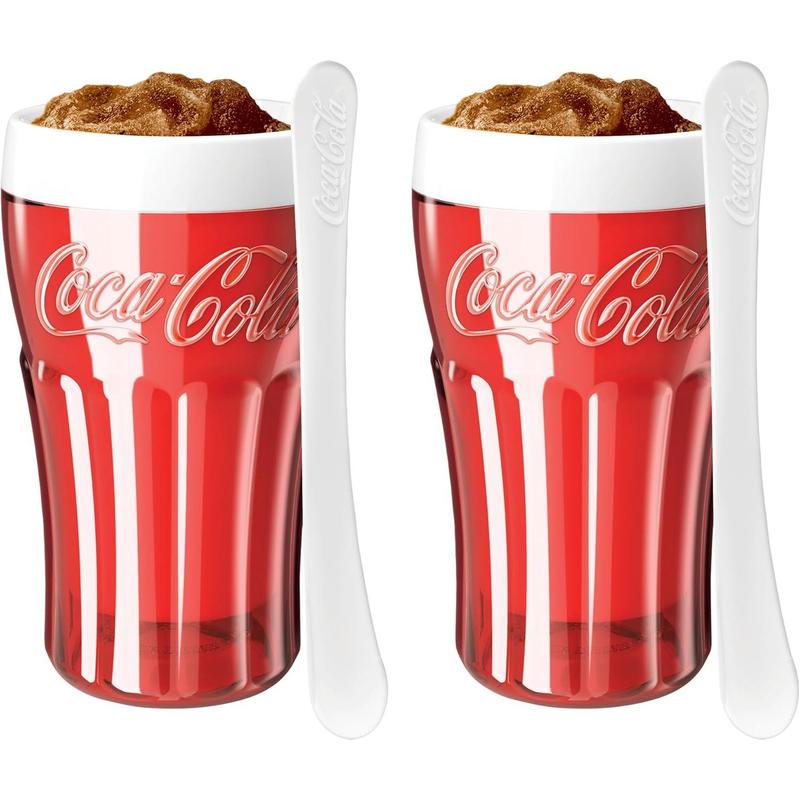 ZOKU Coca-Cola Float & Slushy Maker, Retro Make and Serve Cup with Freezer Core Creates Single-serving Smoothies, Slushies and Milkshakes in Minutes, BPA-free, Set of 2