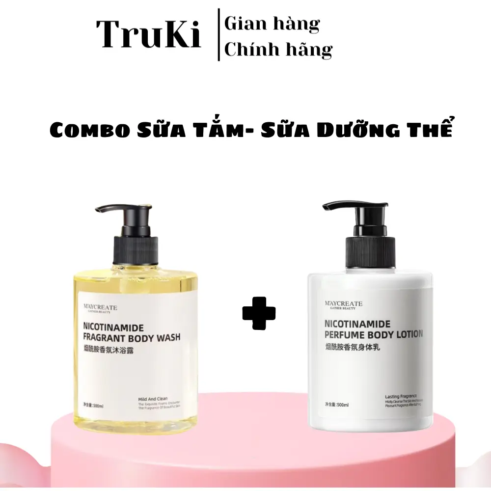 Combo sữa dưỡng thể, sữa tắm giúp dưỡng ẩm dưỡng trắng da Nicotinamide  Fragrant 500ml Dưỡng Body Làm Đẹp Da Dưỡng Da Body Sen