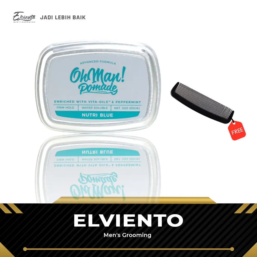 Oh Man Pomade Nutri Blue Waterbased 85 Gram + Sisir Steril