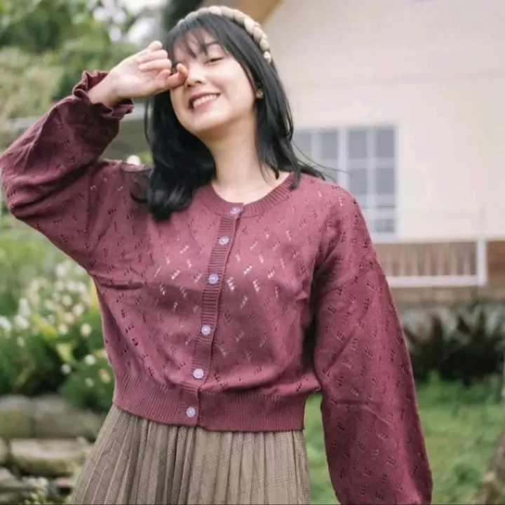 POPYCARDY/CARDIGAN RAJUT WANITA/ATASAN RAJUT WANITA/CARDIGAN KANCING Polos Santai 2