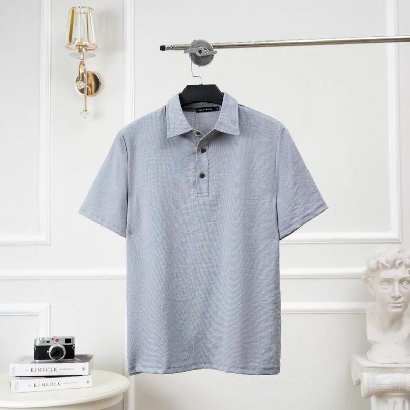 Áo Nam Áo Đũi Nam Cổ Bẻ Tay Ngắn Chất Liệu Vải Đũi Mềm Mịn Nhẹ Thoáng Thấm Hút Mồ Hôi Tốt Màu Đen Tím Than Be Trắng Xám Menswear Polo Có Cổ Tim