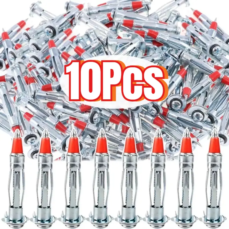 10Pcs Red Pointed Expansion Screws Antirust Sturdy Plasterboard Metal ...