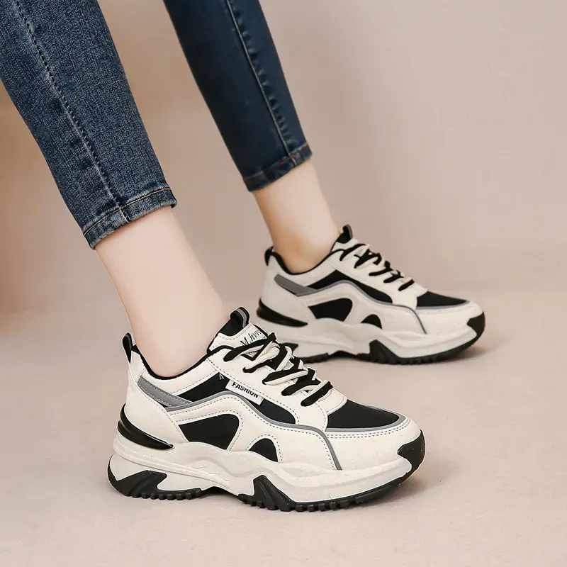 Giày thể thao nữ N2 dây kép viền màu đế cao 5cm phong cách trẻ trung , hiện đại Shoes Sneaker