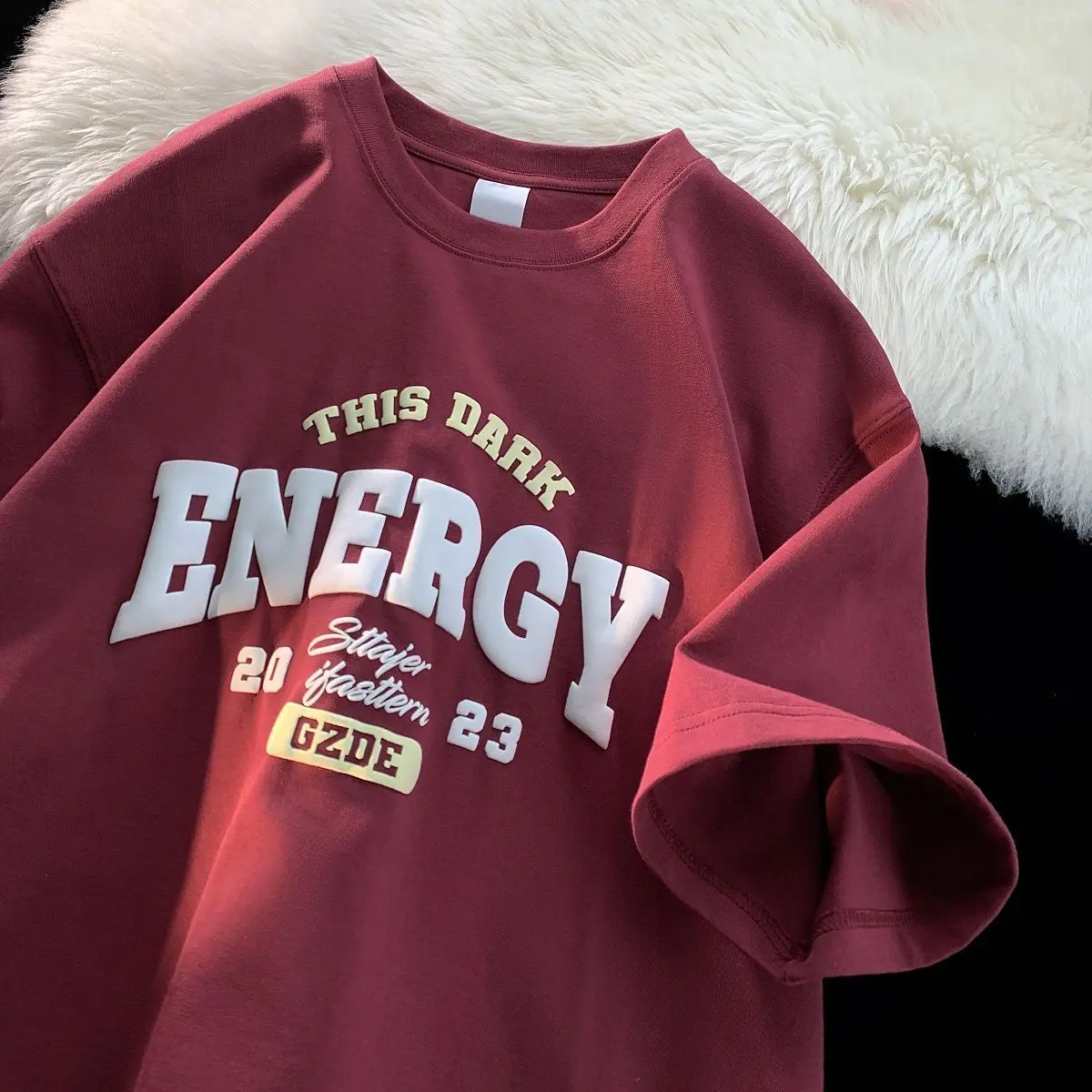 Áo thun năng lương ENERGY in nổi tay lỡ unisex nam nữ phông form rộng teen cổ tròn freesize cotton giá rẻ basic dễ thương đơn giản ngầu Menswear