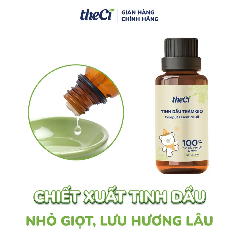 Tinh Dầu Tràm Gió theCi Cajeput Essential Oil Giữ Ấm Tránh Gió, Thanh Lọc Không Gian 50ml 5