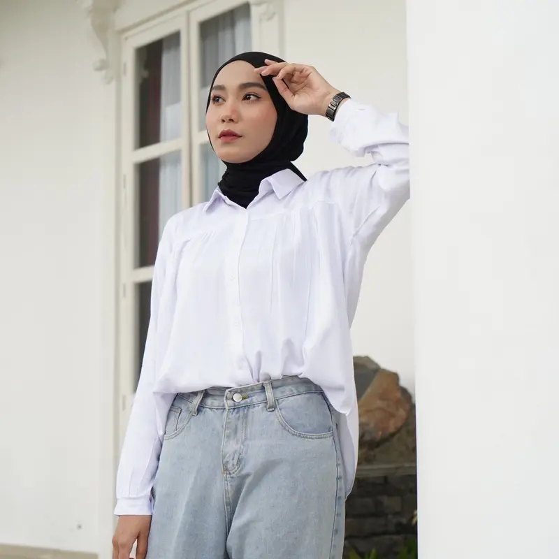 Zanitha Shirt kemeja rayon twill kerut oversize 3