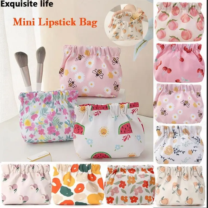 ✨22 Colors✨Cartoon Mini Shrapnel Printed Lipstick Bag Storage Bag Data Cable Storage Bag Coin Pouch Sanitary Napkin Storage Bag Keys Makeup Bag Carry-on Bag