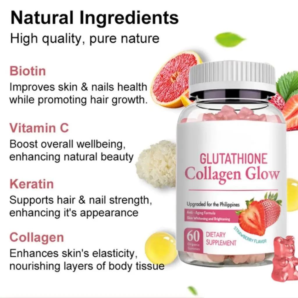 KKJJ 60pcs Strawberry Glutathione Collagen Glow Gummies Gluta Gummies Anti-Aging Whitening - TikTok Shop Philippines KKJJ 60pcs Strawberry Glutathione Collagen Glow Gummies Gluta Gummies Anti-Aging Whitening - TikTok Shop Philippines