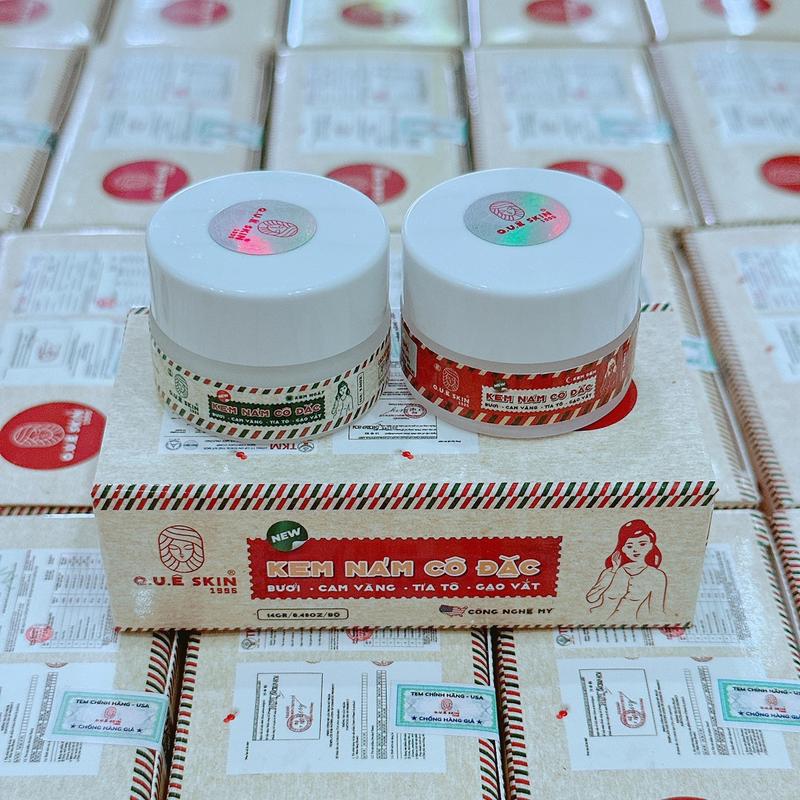 Quê Skin - Combo 2 hộp kem thuần chay hỗ trợ nám , tàn nhang , da mỏng từ bưởi , cam vàng , tía tô , gạo vắt ( size nhỏ 14g/ 2 hủ )