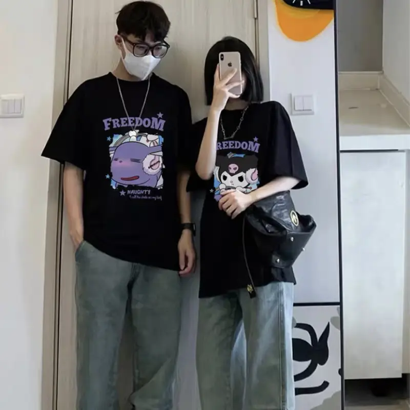 Áo Đôi Nam Nữ Tay Lỡ CD Hải Tặc, Áo Thun Cotton form rộng cổ tròn oversize Unisex style Hàn Hot Trend mùa hè 3