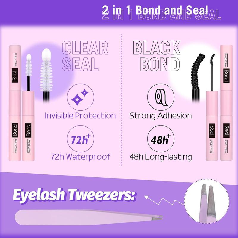 Product Introduction of Individual False Eyelashes with Glue & Remover & Tweezers, 1 Set Natural Look Eyelash Extensions, Self Grafting Curl Eyelashes, Eye Makeup Enhancement, Cosmetic 6