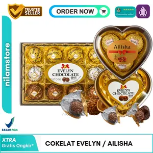 Evelyn Chocolate Coklat compound hitam love dan kotak Cokelat Ball Camilan Manis Cemilan Snack