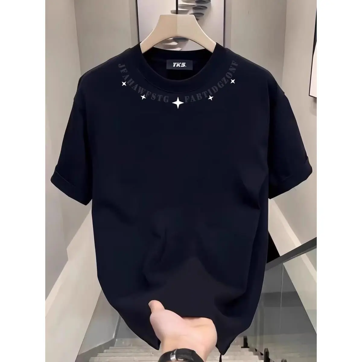 Áo Thun Ngắn Tay, 100% Cotton, Unisex, Ngoại Cỡ Và Ngoại Cỡ (6XL), Cỡ Lớn Và Ngoại Cỡ (S-6XL), In Chữ Ngôi Sao, Thích Hợp Cho Nam Và Nữ