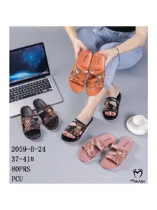 (2059-B-24/-83) Sandal Slop Jelly Wanita Zigzag Motif Be*ar Cute Cantik Keren Import Mokaya Shoes