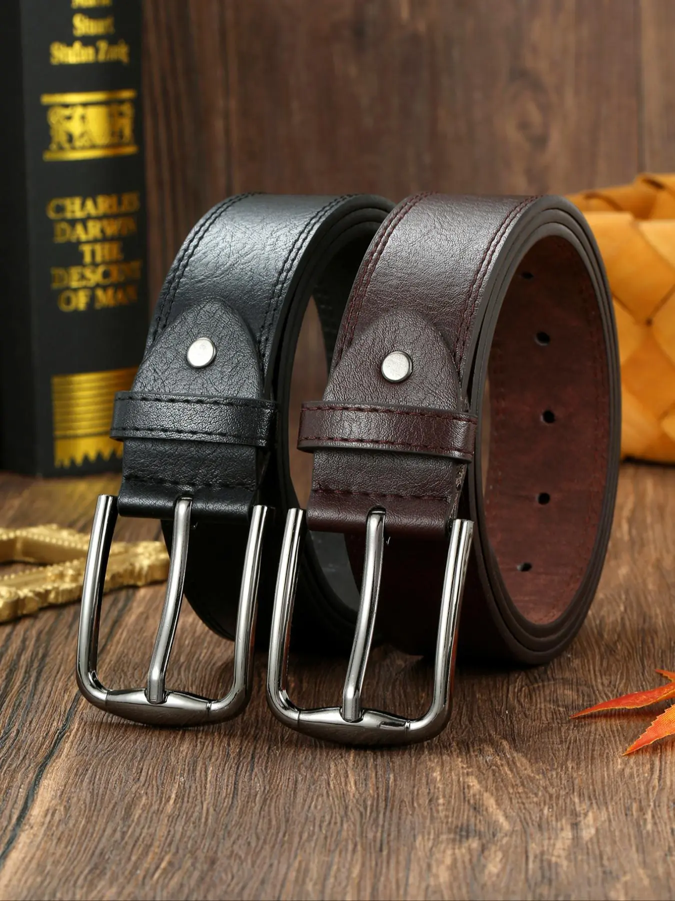 Men's Minimalist Casual Plain Color PU Leather Belt, Fashionable Belt for Daily Clothing Decor, Trendy All-match & Exquisite Belt for Birthday Gift
