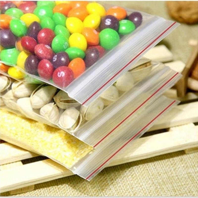Túi Zip Poly Trong Suốt Tự Dính, 100 chiếc / gói, Để Đựng Đồ Gia Dụng, Túi PE, Làm Bằng Nhựa 8