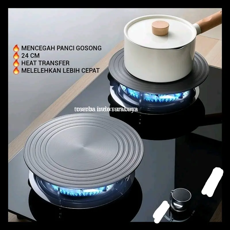 Alas panci anti gosong 24 cm tatakan kompor tatakan kompor anti gosong aluminium hitam