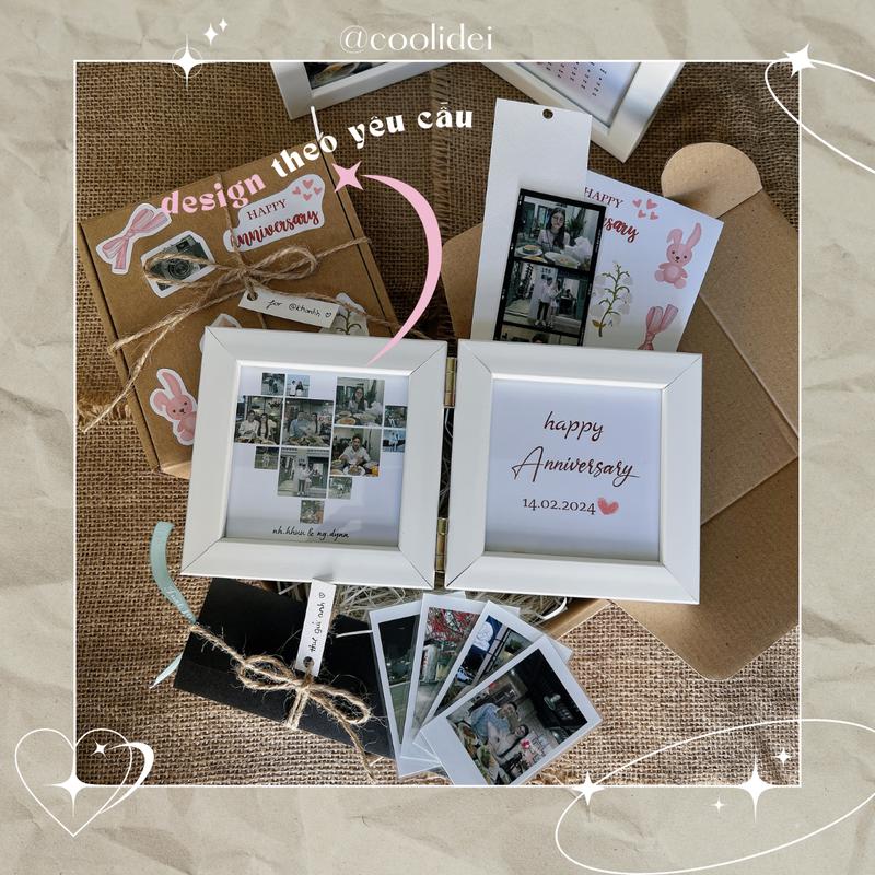 Set khung ảnh đôi quà tặng kỷ niệm valentines, sinh nhật [FULL BOX, GIẤY RƠM VÀ TÚI) - Coolidei