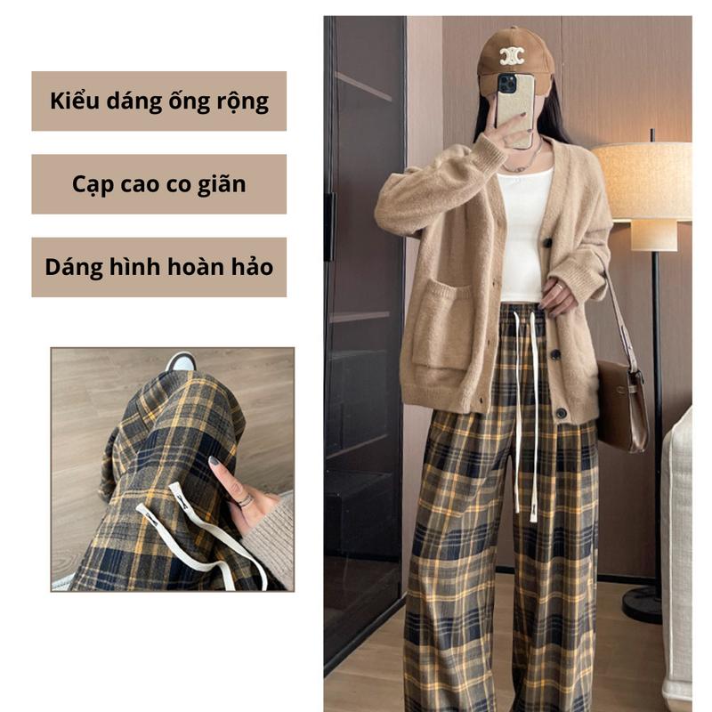 Product Introduction of Quần Kẻ Caro 2025 – Cạp Cao Tôn Dáng, Ống Rộng Thoải Mái, Lưng Chun Co Giãn, Vải Dạ Dày Dặn Phong Cách Ulzzang 19