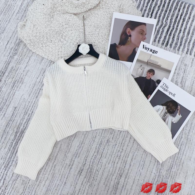 INNO - Áo Khoác Len INNO Croptop Trơn Khóa Kéo Form Rộng TA-3768 Nữ Women