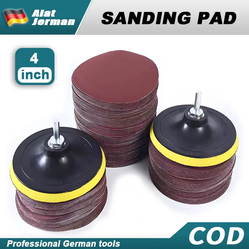 Neso Alat Jerman Sanding Pad Tatakan amplas (COD) 4 INCH Polishing 100mm gerinda M10 Tatakan amplas bor Bantalan Amplas Tempel Gerinda Amplas Velcro Perekat Amplas 4"