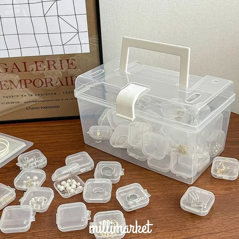 KOTAK MINI KECIL TRANSPARAN / Tempat simpan Obat perhiasan anting cincin box memory card / packing permen / mini storage transparant 1