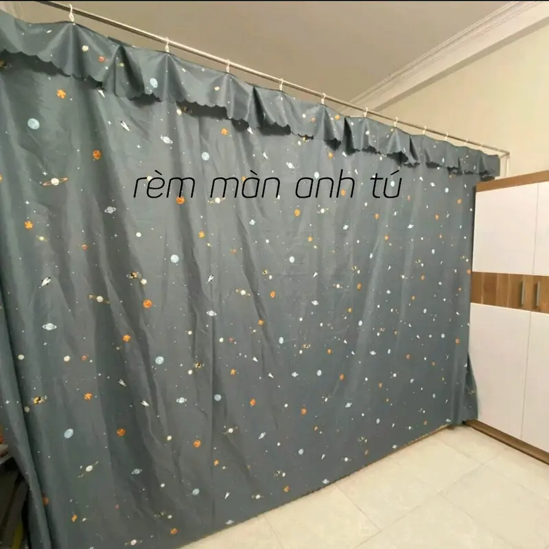 Rèm ghi đô M8 che phòng trọ gác lửng chất liệu poly tặng kèm dây treo rèm 5