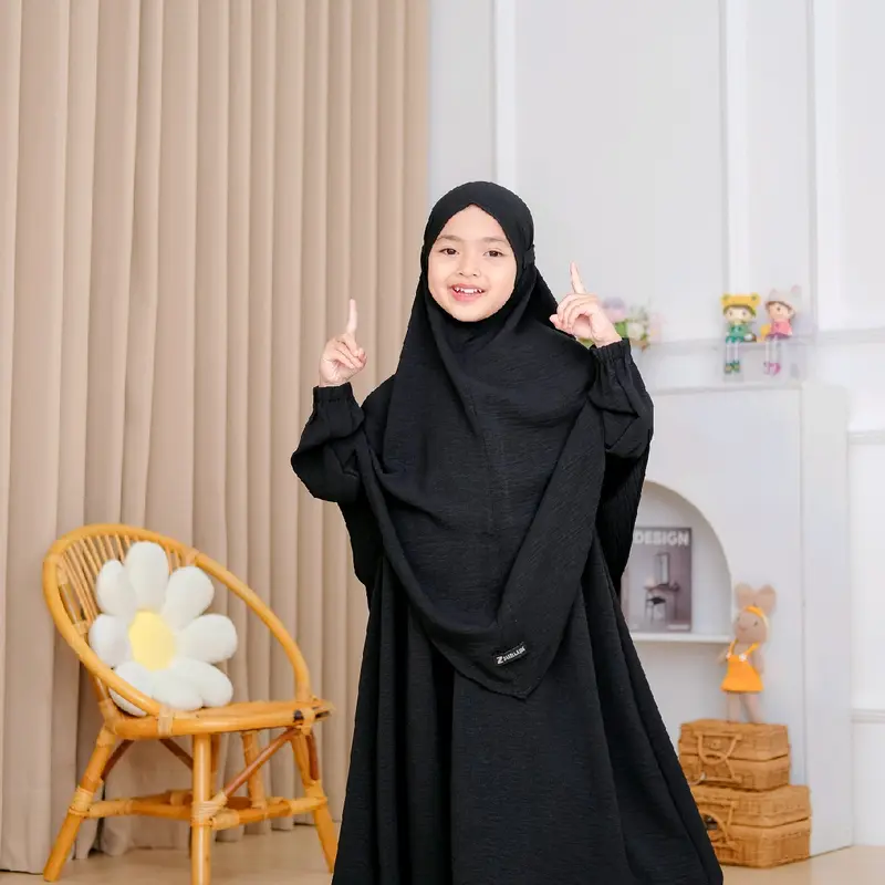 Gamis Sar'i anak perempuan set masa kini dan lucu Khimar 2