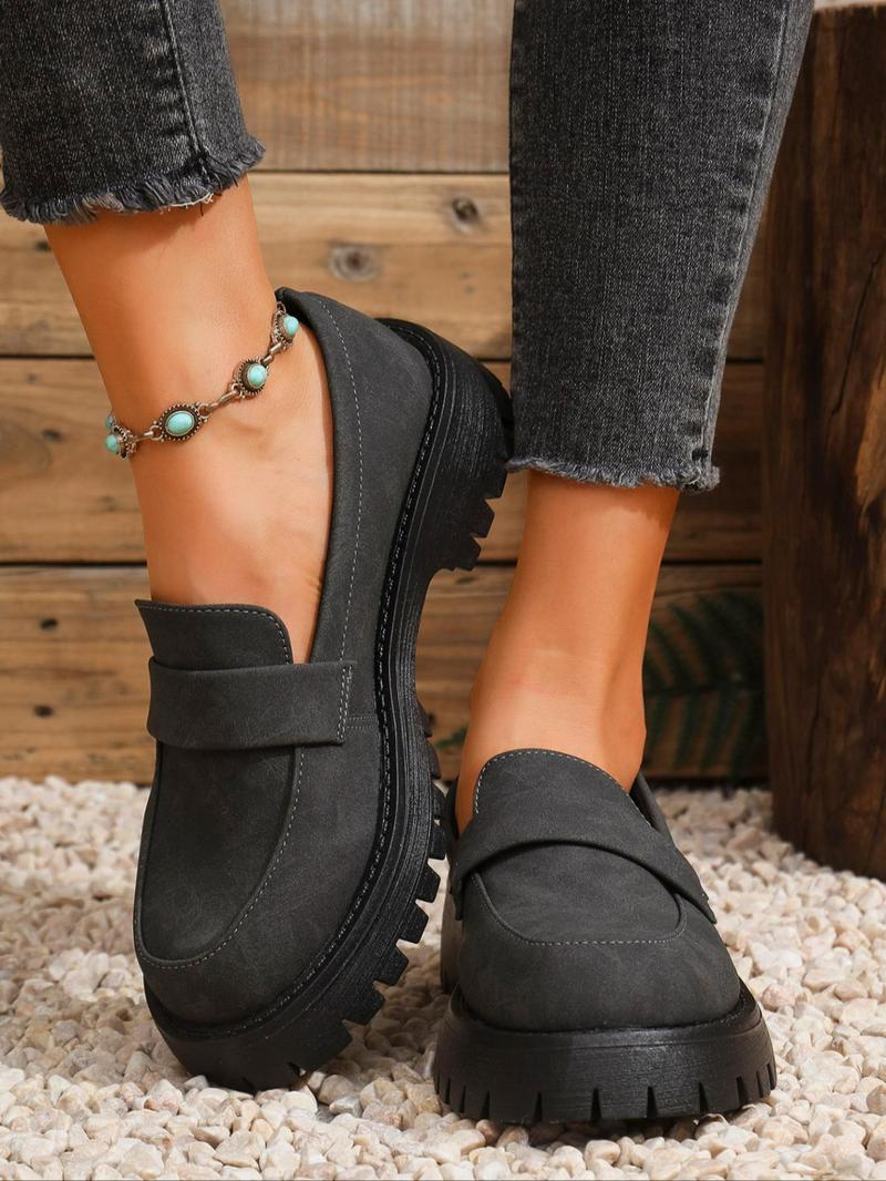 Product Introduction of Women's Fashionable Solid Color Slip on Loafers, Casual Comfortable Breathable Shoes for Daily Wear, Lightweight Breathable Shoes for Women & Girls 3