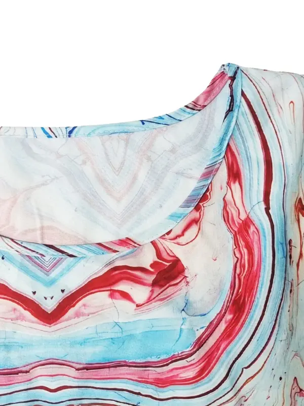 Plus Size Marble Print Blouse, Casual Long Sleeve Round Neck Top, Women's Plus Clothing for Daily Wear 3
