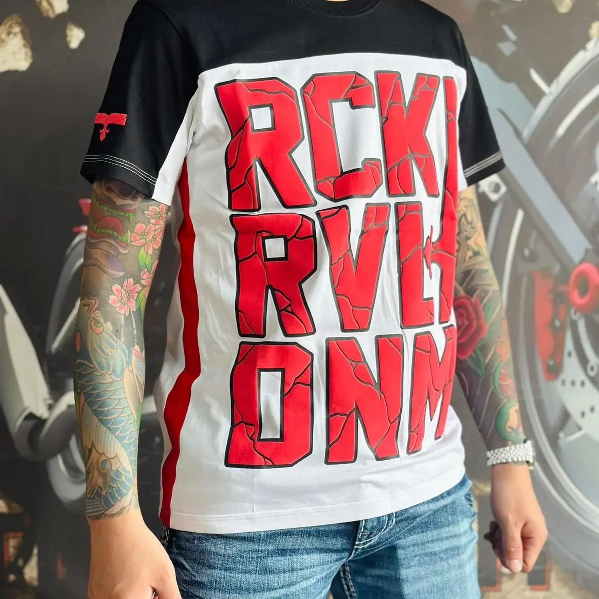 Áo Phông RockRevival  Denim Trắng Đen Menswear Nam