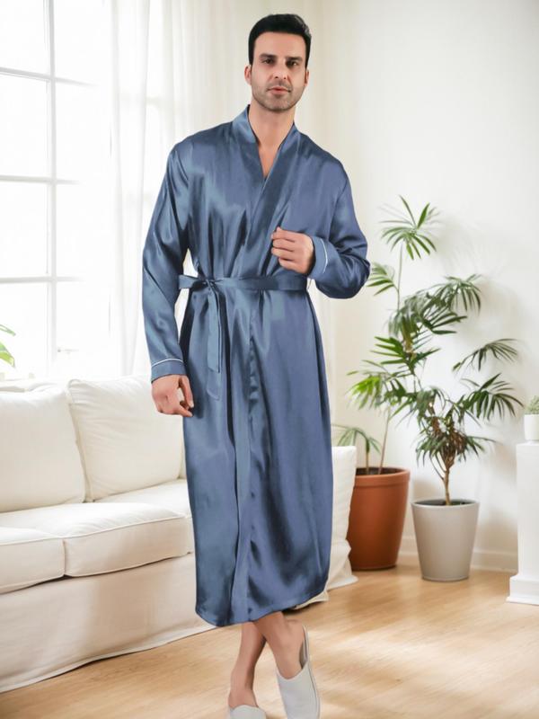 Men's Graphic Print Bathrobe, Casual Soft Comfortable Long Sleeve Dressing Gown, Men's Sleepwear for Spring 2