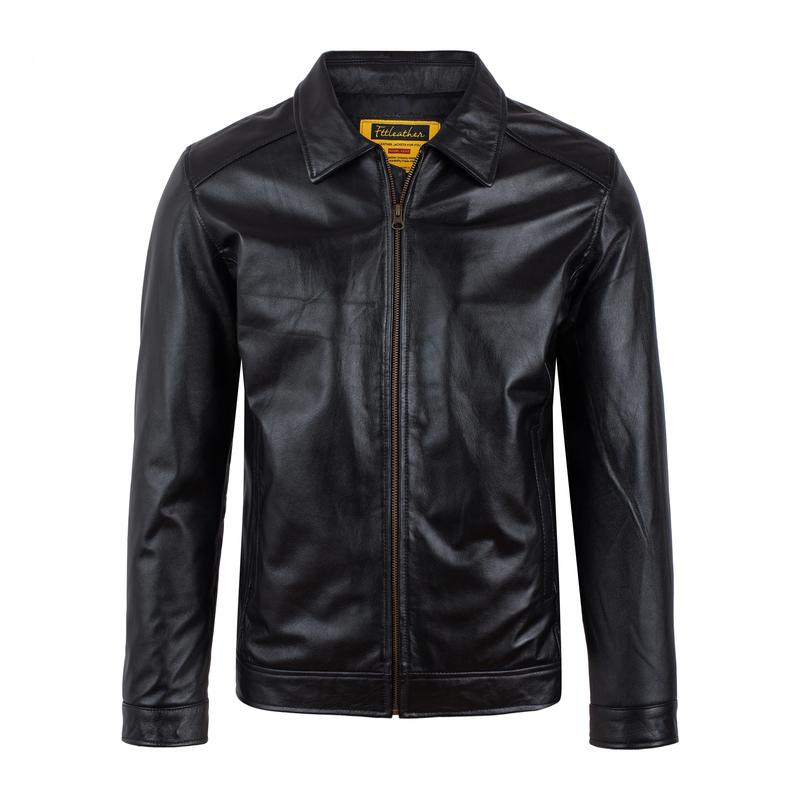  Áo da nam áo da thật cao cấp Fttleather Collar Jacket Cổ Bẻ Trơn Da Bò - AD401B 