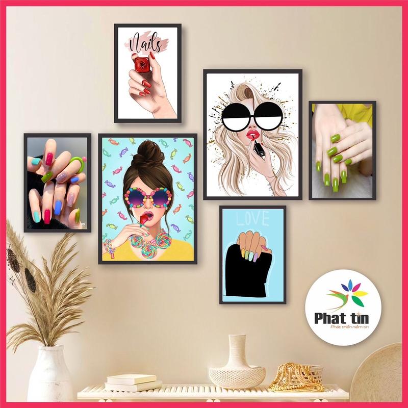 45 mẫu tranh Bộ 6 tấm Decor chủ đề phun xăm, nail, mi, spa, salon tóc, barber shop dán tường, trang trí phong cách hiện đại, chất liệu fomex nhẹ, sẵn keo hai mặt sau tranh. Treo Tường Phòng Khách Decor Tường Decor Phòng Đồng