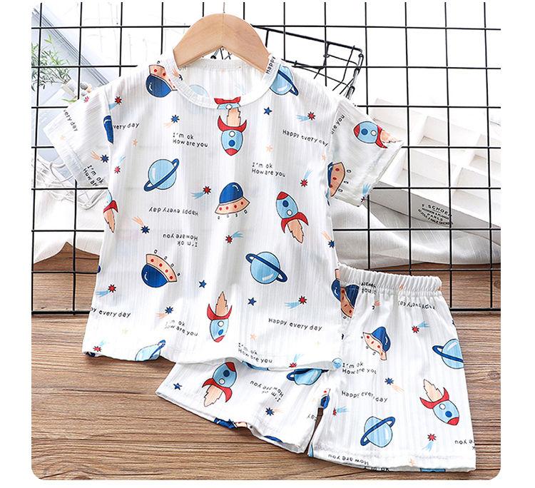 Product Introduction of Quần Áo Ngủ Mùa Hè, Cho Trẻ Em, Bộ Đồ ngắn Tay, Cho Bé Trai Và Bé Gái, Tay Lửng, Đồ Ngủ Cho Em Bé Hai Mảnh, Làm Bằng Lụa Lạnh Mỏng, Thích Hợp Cho Điều Hòa Không Khí, Quần Áo 20