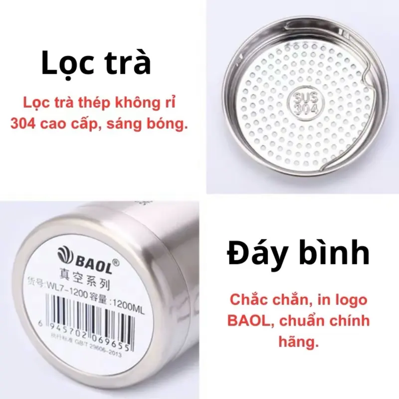 Bình giữ nhiệt nóng lạnh inox 1500-1200-1000ml L31 inox 304 cao cấp hàng chuẩn.(Giao hàng màu ngẫu nhiên) có quai treo 7