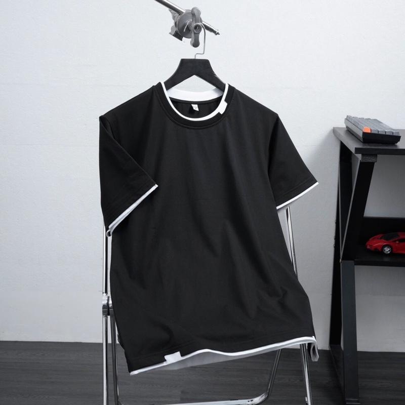 Áo thun cotton nam tay ngắn phối màu AN9402 0