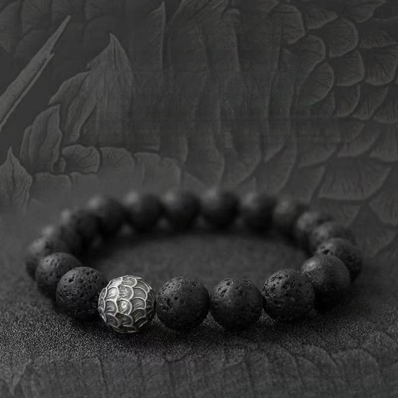 Vòng Tay Obsidian, Dành Cho Nam Giới, Vòng Tay Hạt Đá Núi Lửa Cao Cấp, Thích Hợp Làm Quà Tặng Bạn Trai 1