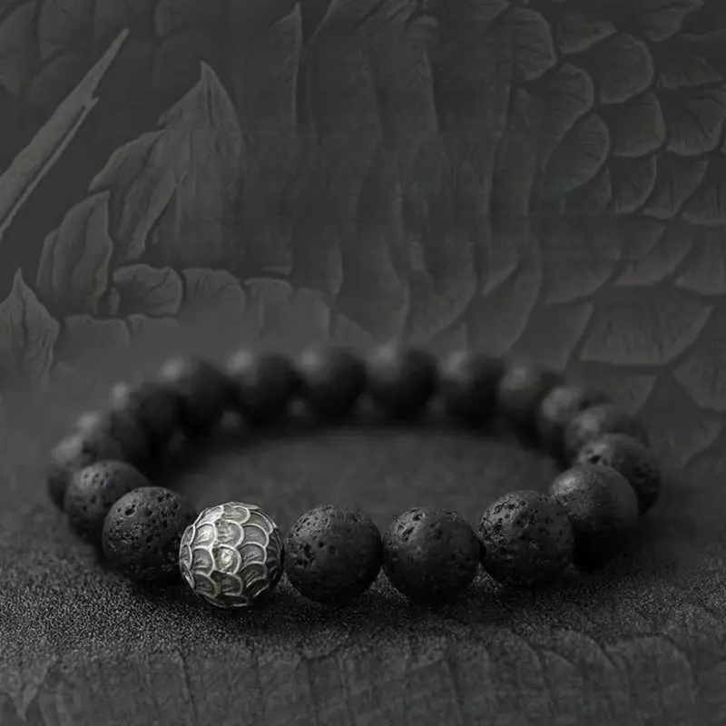 Vòng Tay Obsidian, Dành Cho Nam Giới, Vòng Tay Hạt Đá Núi Lửa Cao Cấp, Thích Hợp Làm Quà Tặng Bạn Trai 1