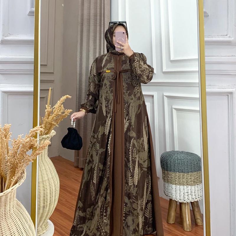 [7.7 BIG SALE] Gamis Shafira Set hijab Segiempat 1