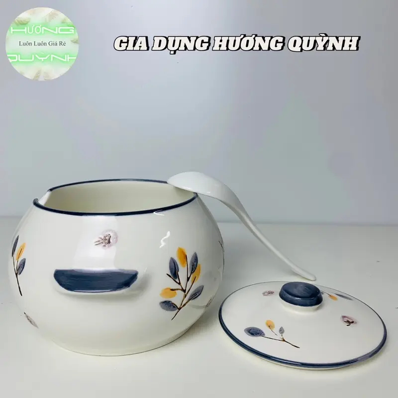 ￼Hũ,Liễn Sứ Đựng Mỡ 800ml. An toàn cho sức khoẻ