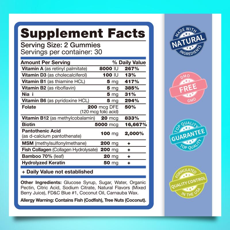 [24 giờ] Kẹo dẻo Biotin BIYODE60 Cải thiện tóc, móng và bổ sung Vitamin Viên ngậm ngủ Vitamin B7 Nhân sâm Detox phổi tổng hợp Detox phổi dạng xông khói biotin 7