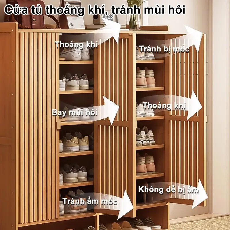 AI Tủ giày 6/7/8 tầng Kệ giày tre có cửa 8