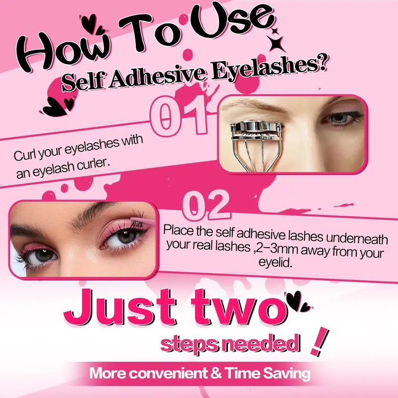 Self-adhesive Eyelash Extensions Kit, 1 Set Natural Look Eyelash Extensions, Self-adhesive Eyelashes, Eye Makeup Product for Women & Girls, Cosmetic 5