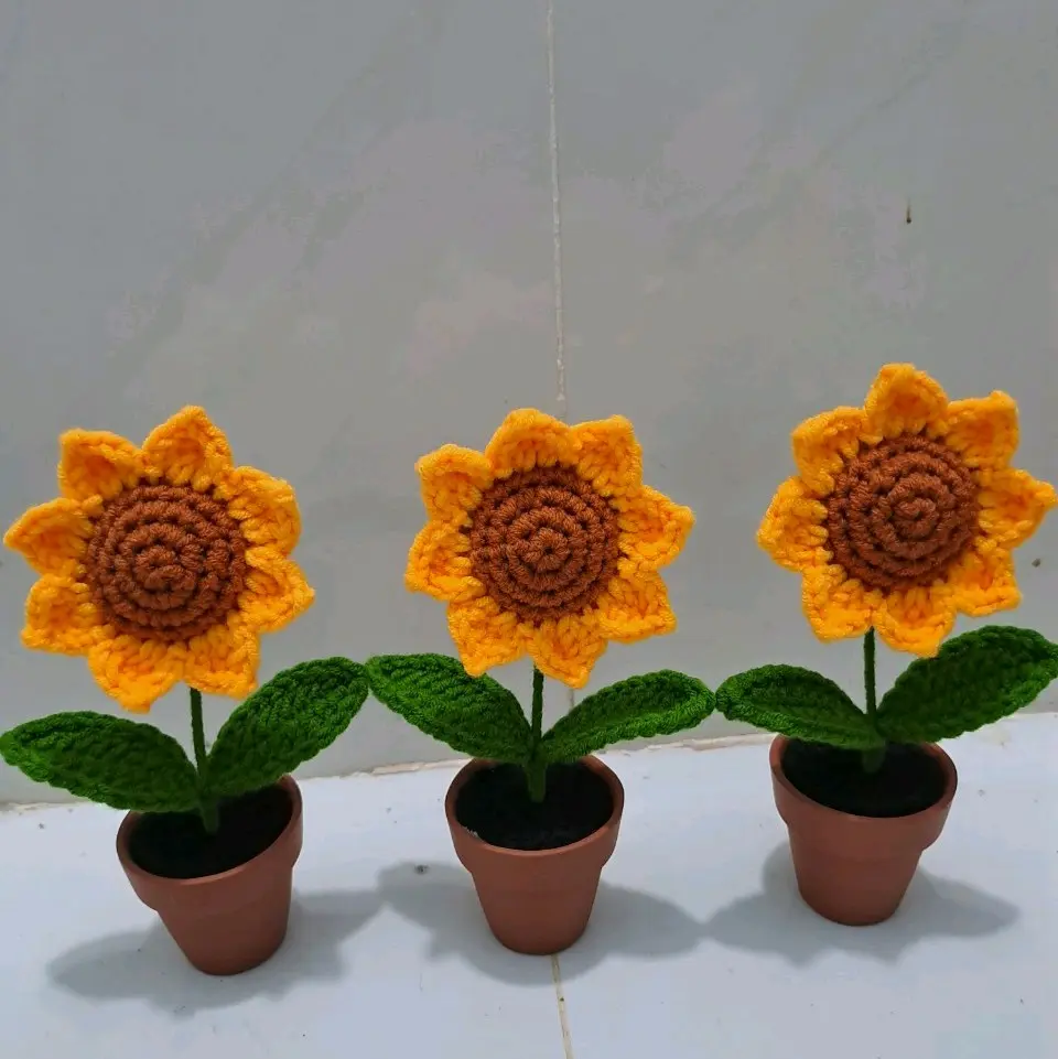 Chậu hoa hướng dương mini để bàn xinh xắn.