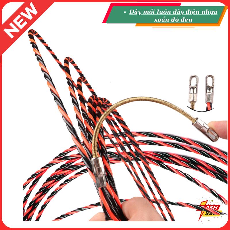 Dây mồi luồn dây điện nhựa xoắn đỏ đen-,độ dài 5M- 10M-15M-,20M-,25M-,30M-50m 4