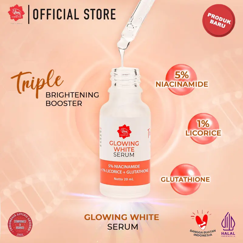Viva Glowing White Serum with Niacinamide, Licorice & Glutathione (20ml)