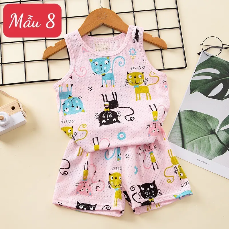 Set áo ba lỗ mùa hè cho các bé chất liệu cotton có lỗ thông thoáng 2
